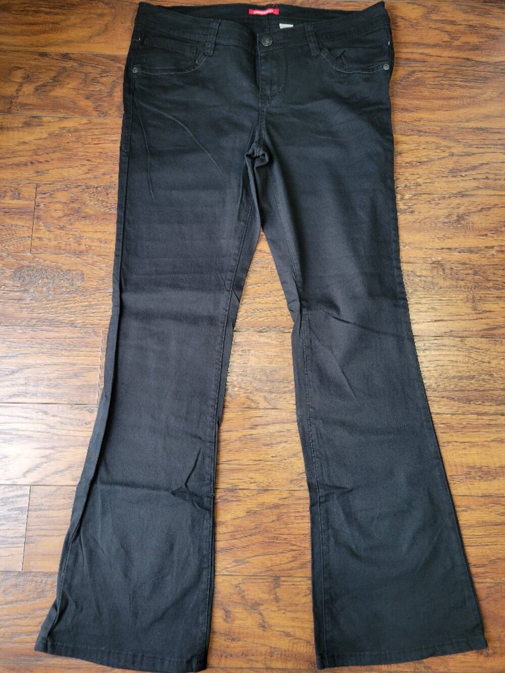 UNIONBAY Black Flare Mid Rise Stretch Bell Bottom Denim Jeans sz 15 EUC Y2K